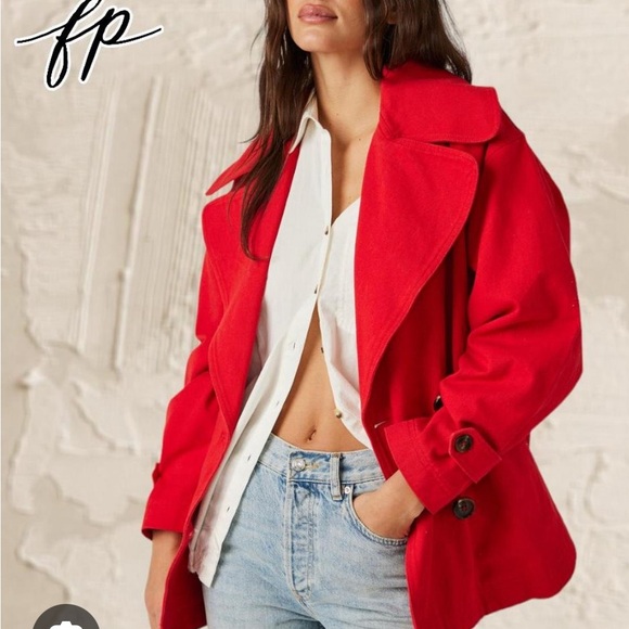 Free People Highland Twill Peacoat - Picture 1 of 8